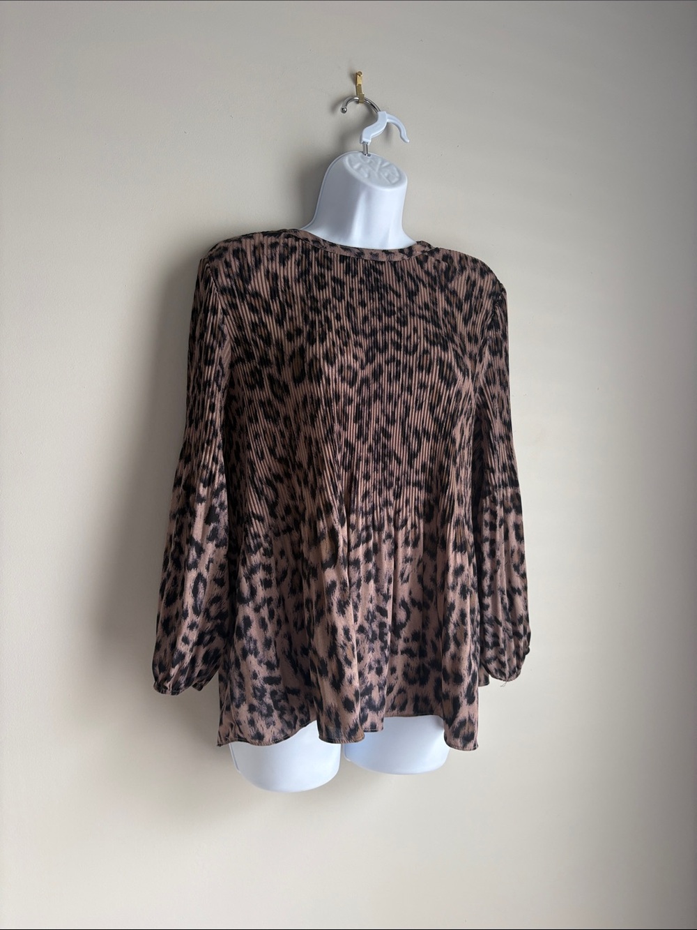 Nanette Lepore Brown Leopard-Print Long Sleeve Blouse